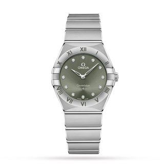 pas cher Omega Constellation Co Axial 28mm Ladies Watch Green O13110286060001