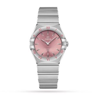 pas cher Omega Constellation Quartz Steel 28mm Ladies Watch Pink O13110286011001