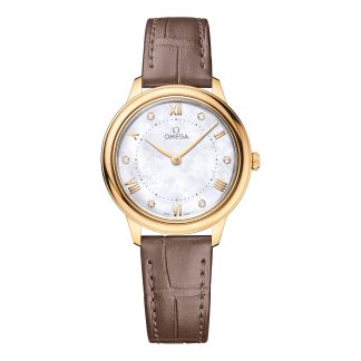 pas cher Omega De Ville Prestige 30mm Ladies Watch Mother Of Pearl Yellow Gold O43453306055002