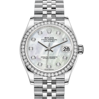 pas cher Rolex Datejust 31 Oyster 31 mm Oystersteel or blanc et diamants Cadran blanc M278384RBR-0008