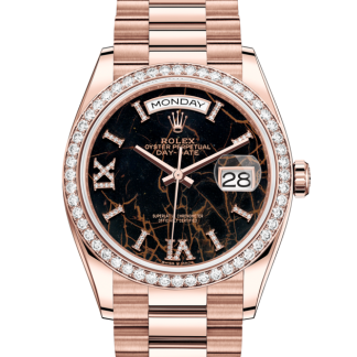 pas cher Rolex Day-Date 36 Oyster 36 mm Or Everose et diamants Cadran Eisenkiesel M128345RBR-0044