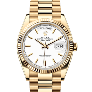 pas cher Rolex Day-Date 36 Oyster 36 mm or jaune Cadran blanc M128238-0081