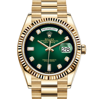 pas cher Rolex Day-Date 36 Oyster 36 mm or jaune Cadran vert ombre M128238-0069