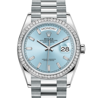 pas cher Rolex Day-Date 36 Oyster 36 mm platine et diamants Cadran bleu glacier M128396TBR-0003