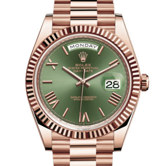 pas cher Rolex Day-Date 40 Oyster 40 mm Or Everose Cadran vert olive M228235-0025