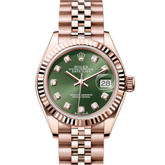 pas cher Rolex Lady-Datejust Oyster 28 mm Or Everose Cadran vert olive M279175-0013