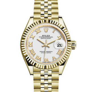 pas cher Rolex Lady-Datejust Oyster 28 mm or jaune Cadran blanc M279178-0030