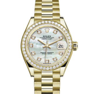 pas cher Rolex Lady-Datejust Oyster 28 mm or jaune et diamants Cadran blanc M279138RBR-0015