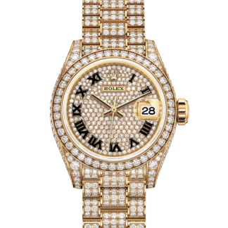 pas cher Rolex Lady-Datejust Oyster 28 mm or jaune et diamants Cadran pavé de diamants M279458RBR-0001