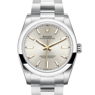 pas cher Rolex Oyster Perpetual 34 Oyster 34 mm Oystersteel Cadran argenté M124200-0001