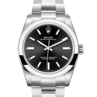 pas cher Rolex Oyster Perpetual 34 Oyster 34 mm Oystersteel Cadran noir brillant M124200-0002