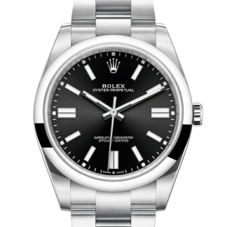 pas cher Rolex Oyster Perpetual 41 Oyster 41 mm Oystersteel Cadran noir brillant M124300-0002